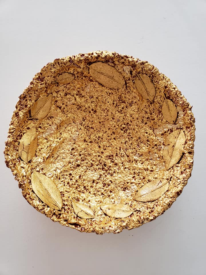 MPM - Natural Leaf Art Gold Leaf  Bowl
