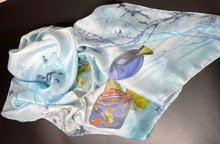 Load image into Gallery viewer, “Tropical Waters”  Silk Scarf
