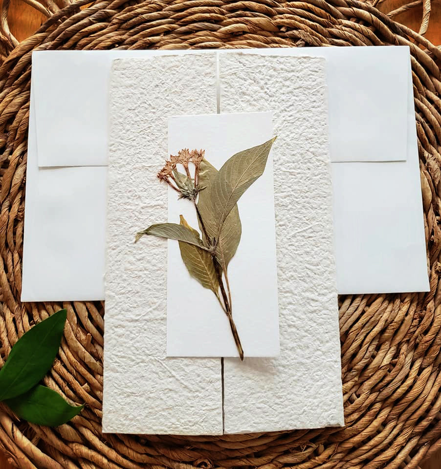 MPM - White Cotton Handmade Paper Greeting Card